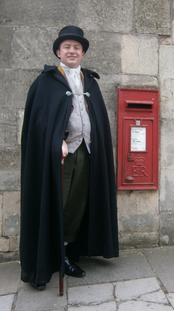 Thomas by an Edwardian post-box