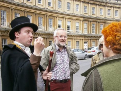Thomas with tourists at The Circus